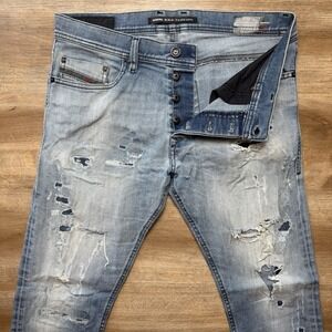 Diesel Jeans Men 31x30 Blue Tepphar Slim Carrot DNA Series Designer Italy 0854Z